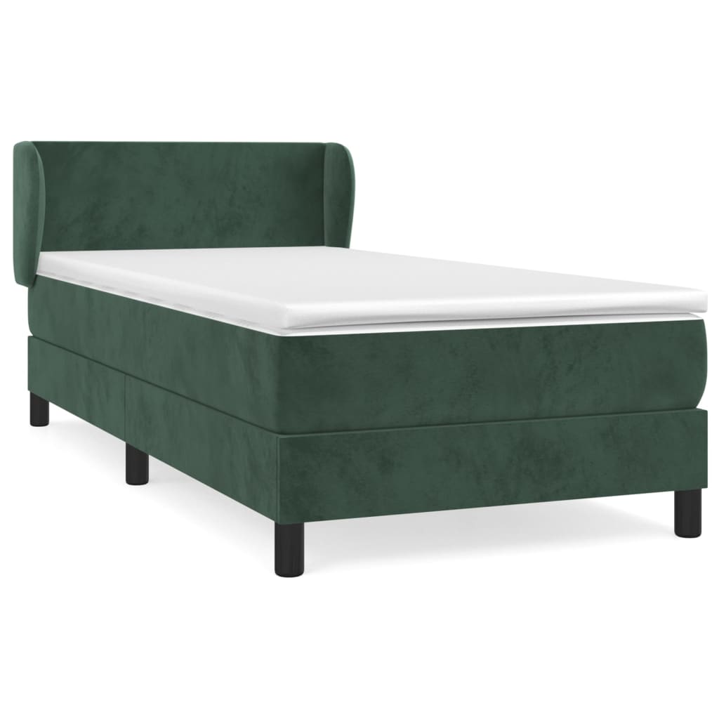 Sommier à lattes de lit avec matelas Vert foncé 90x200 cm
