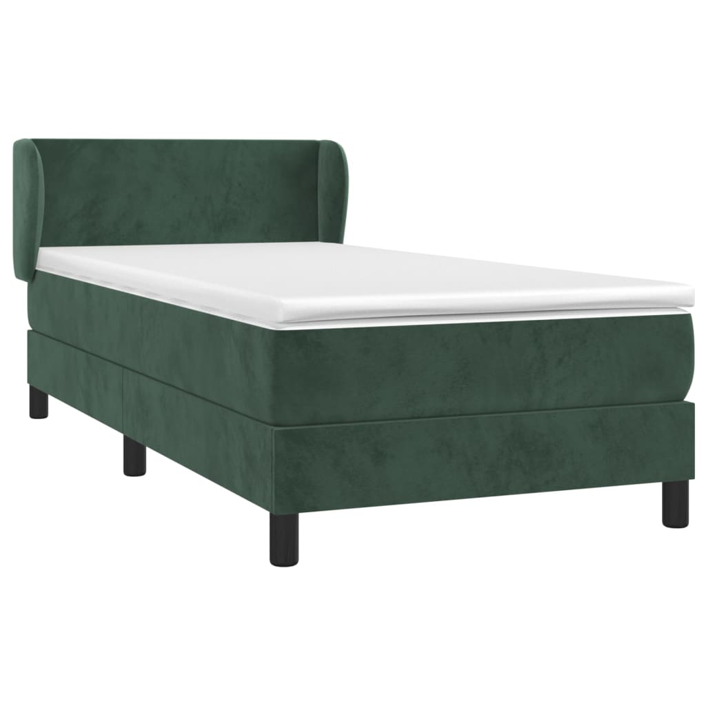 Sommier à lattes de lit avec matelas Vert foncé 90x200 cm
