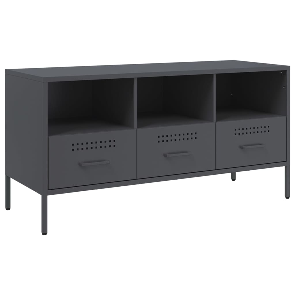 Meuble TV anthracite 100,5x39x50,5 cm acier