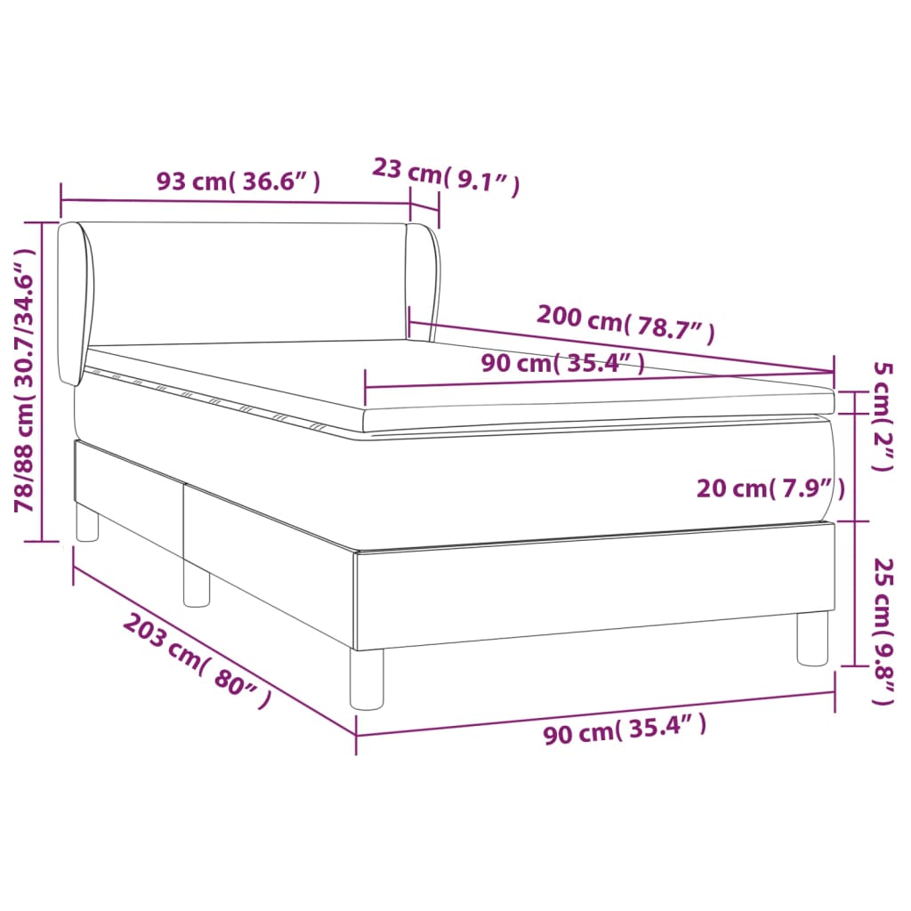 Sommier à lattes de lit avec matelas Vert foncé 90x200 cm
