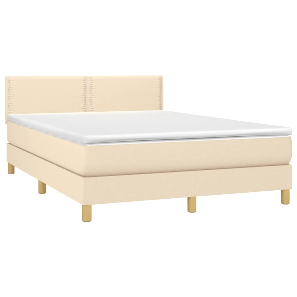 Sommier à lattes de lit avec matelas Crème 140x200 cm Tissu