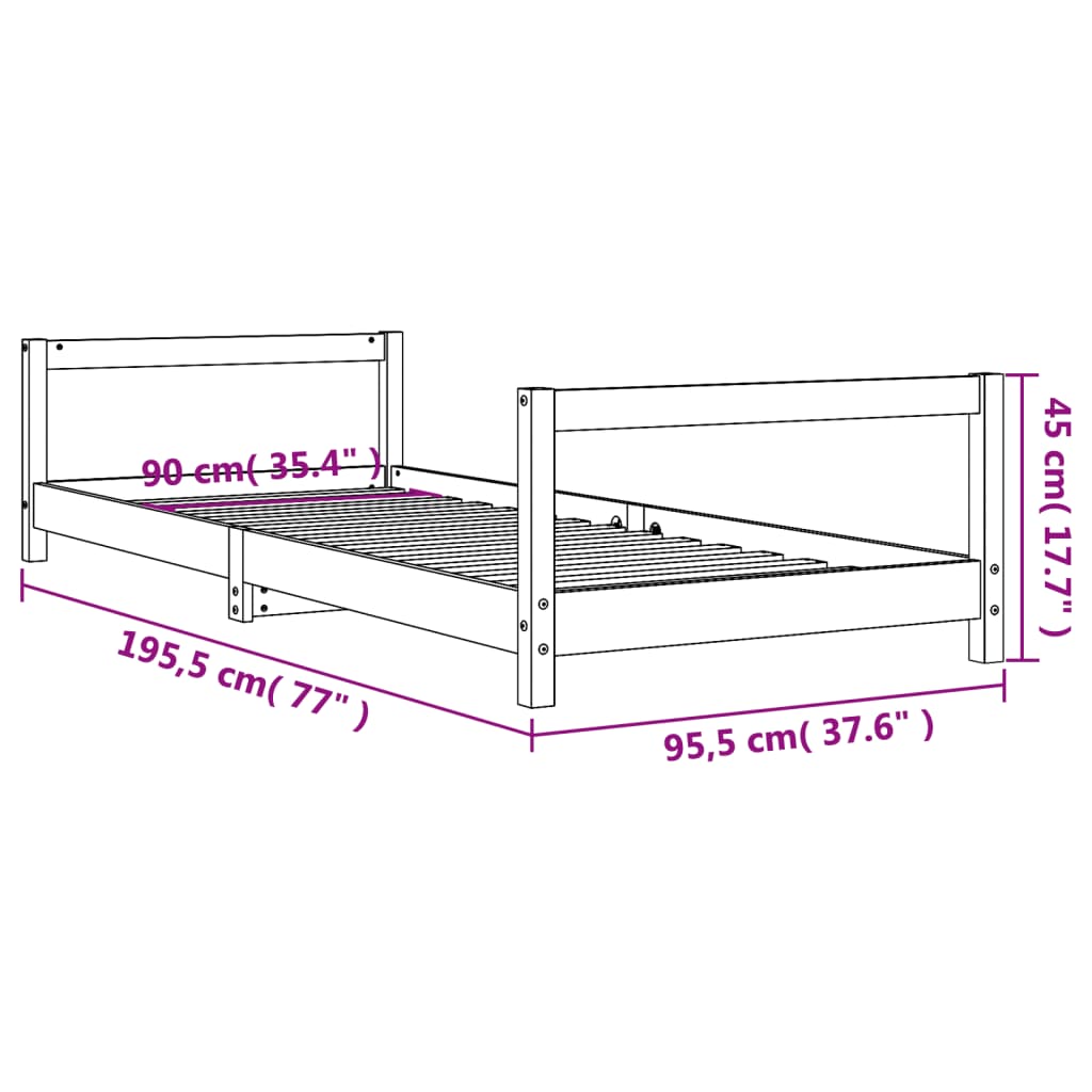 Cadre de lit pour enfant 90x190 cm Bois de pin massif